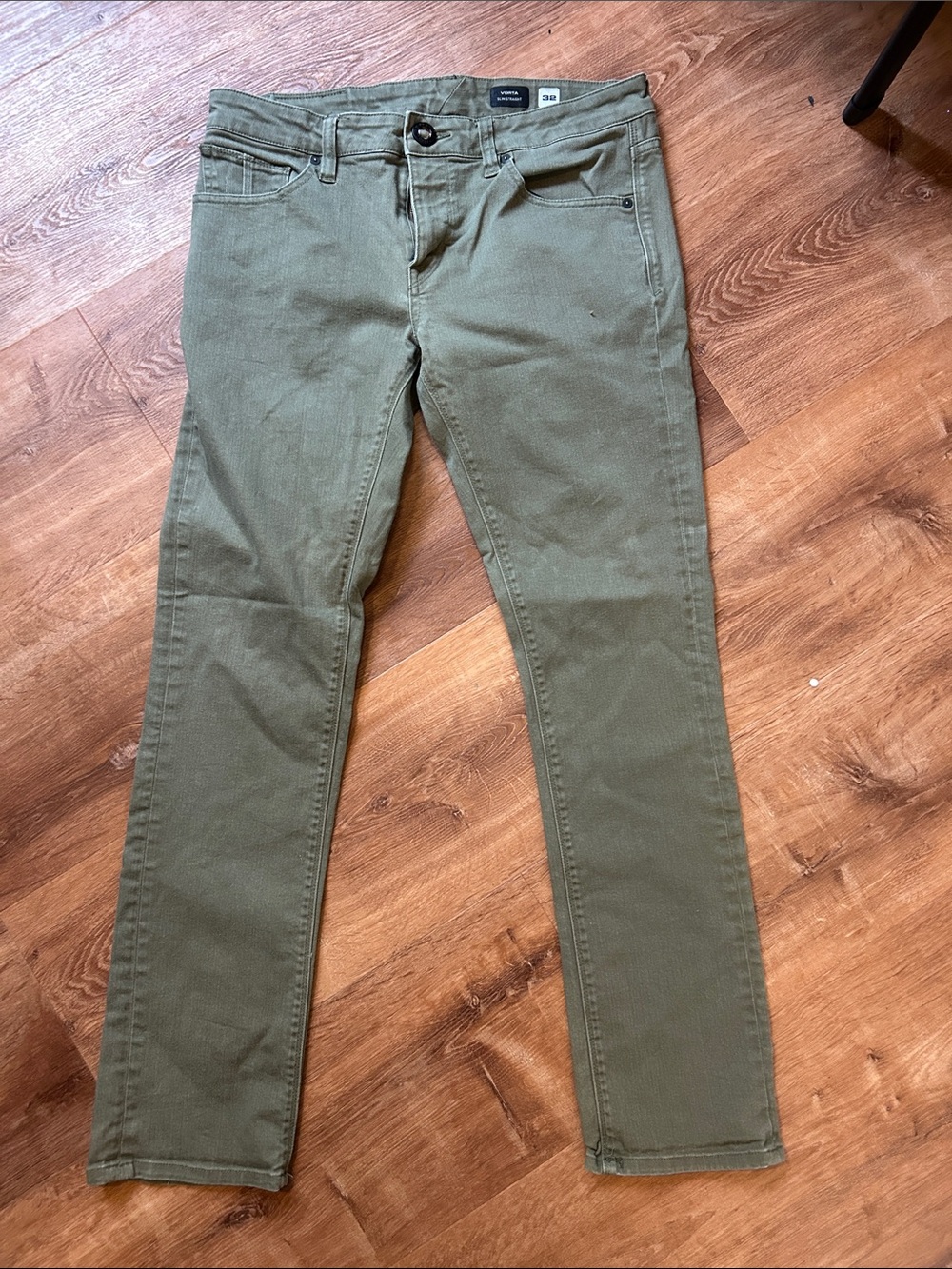 Volcom Slim Straight Jeans in Olive Green